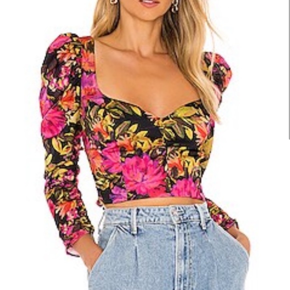 For Love And Lemons Tops - For love and lemons vibrant floral lace back top